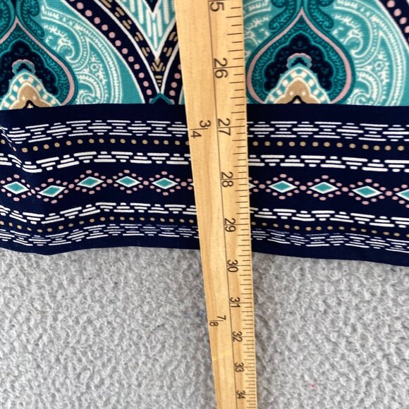 Chicos Top Womens 2 US Large Navy Multi Batik Print Tunic 3/4 Sleeves Stretch - Picture 8 of 11